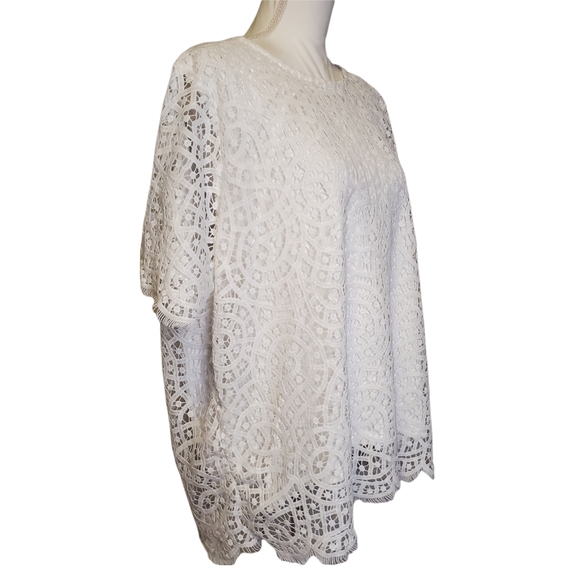 NWT Philosophy Short Sleeve Scoop Neck Lace Overlay Blouse - Picture 4 of 12